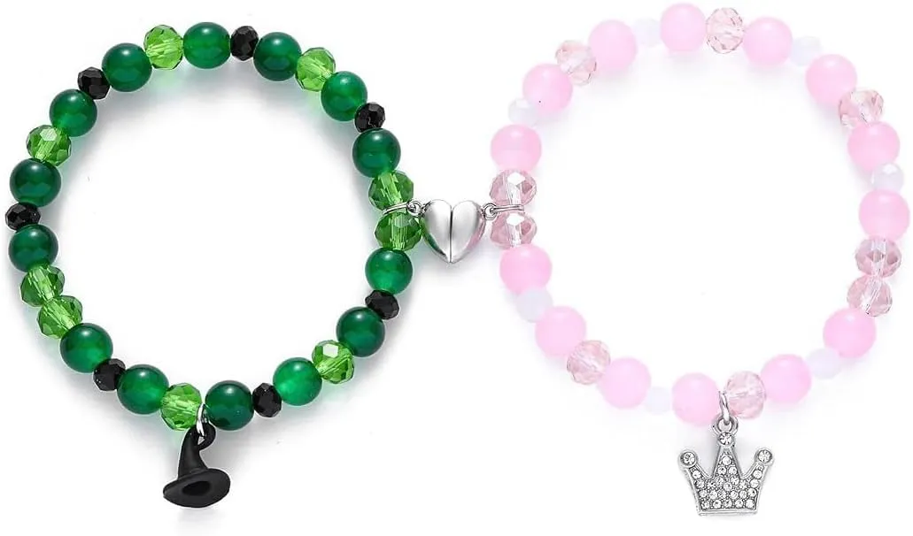 Matching Bracelets for Couples Friendship Beads Bracelets 2PCS Crown Witch Hat Matching Bracelets BFF Couples Jewelry Gifts for Couples Best Friends Bff
