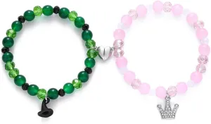 Matching Bracelets for Couples Friendship Beads Bracelets 2PCS Crown Witch Hat Matching Bracelets BFF Couples Jewelry Gifts for Couples Best Friends Bff