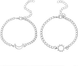 Matching Bracelets for Couples Personalized Friendship Bracelets Stainless Steel Cuban Chain Bracelet Heart Bracelet Promise Couples Bracelets for His Her BF GF