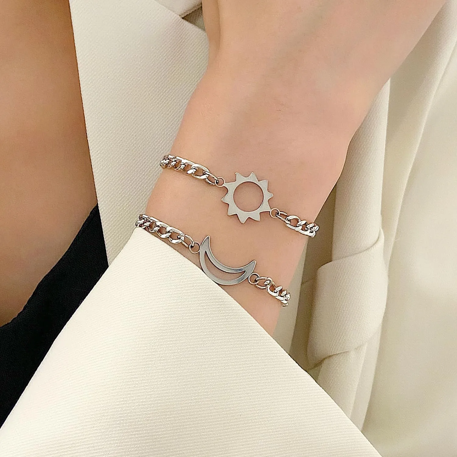 Matching Bracelets for Couples Personalized Friendship Bracelets Stainless Steel Cuban Chain Bracelet Heart Bracelet Promise Couples Bracelets for His Her BF GF