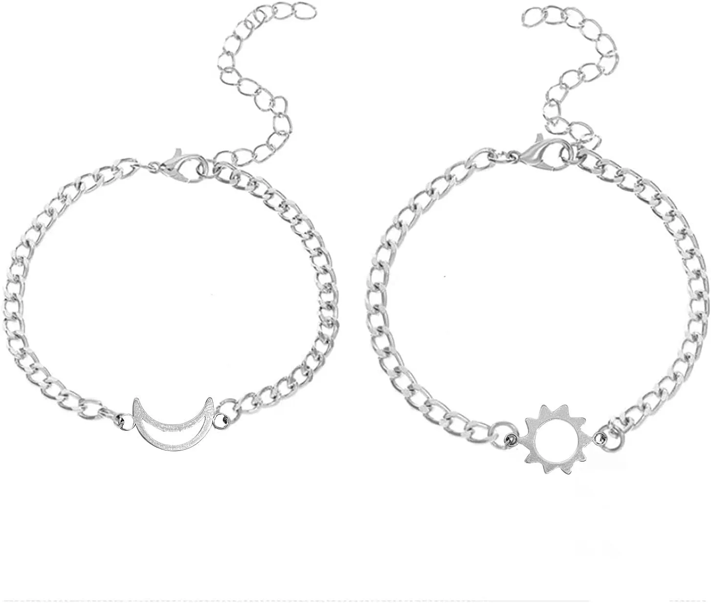 Matching Bracelets for Couples Personalized Friendship Bracelets Stainless Steel Cuban Chain Bracelet Heart Bracelet Promise Couples Bracelets for His Her BF GF