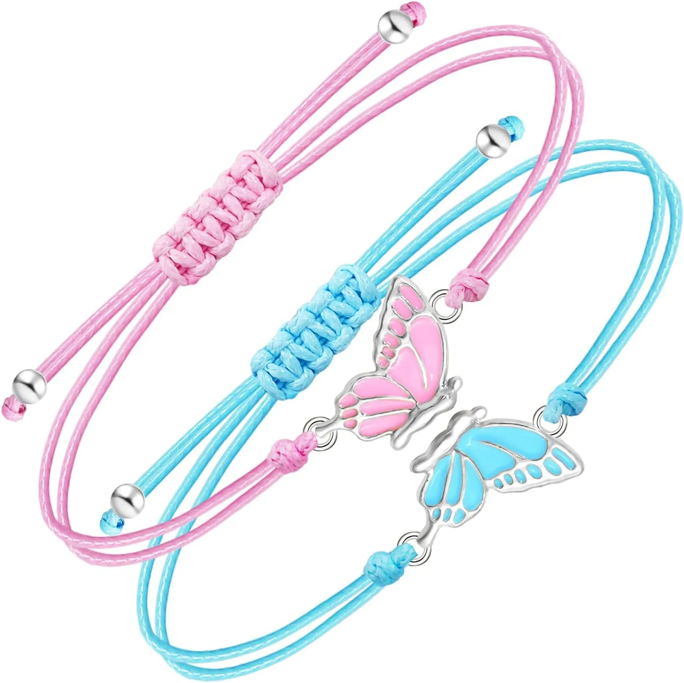 Matching Friendship Bracelets Best Friend Bracelets for 2 Butterfly Bff Bracelets Handmade Strand Relationship Bracelets Set for Women Jewelry Gifts