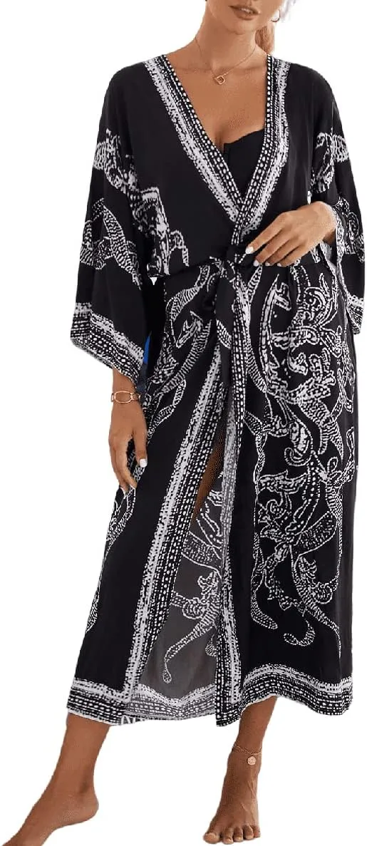 MEILING Womens Kimonos Swimsuit Cover Ups Summer Cardigans Beach Outfits Duster Robe