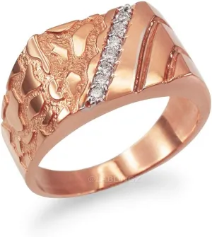 Men's Diamond Accent Rectangle Nugget Ring in 10K Rose Gold