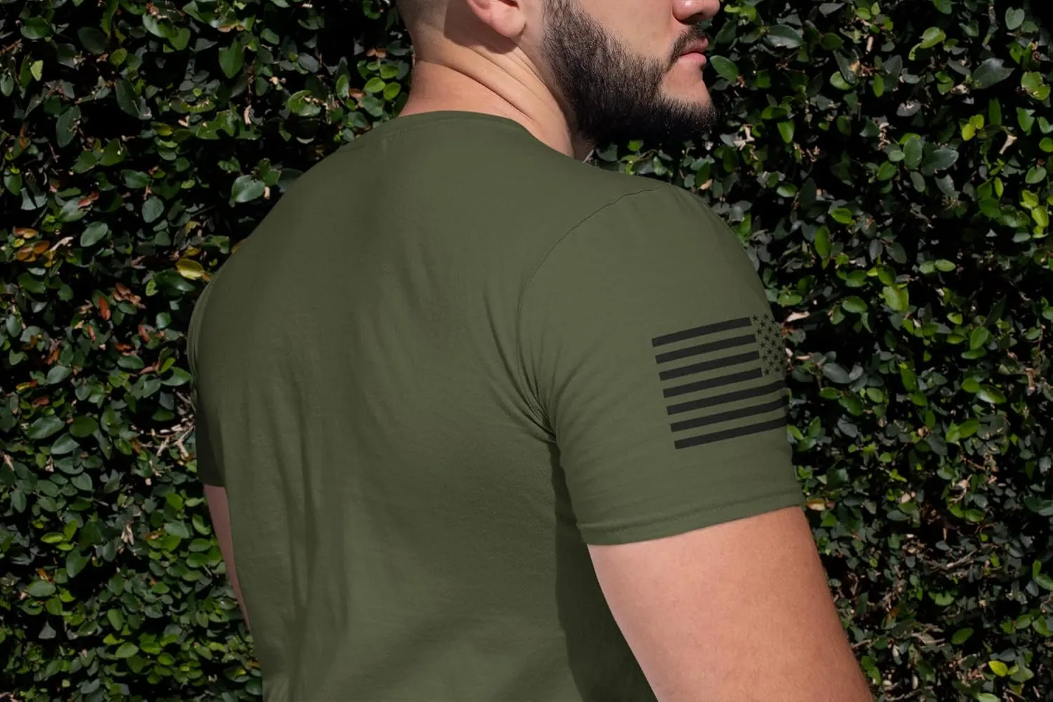 Men's Wolves Not Sheep Howling Wolf Head Patriotic American Flag Sleeve T-Shirt