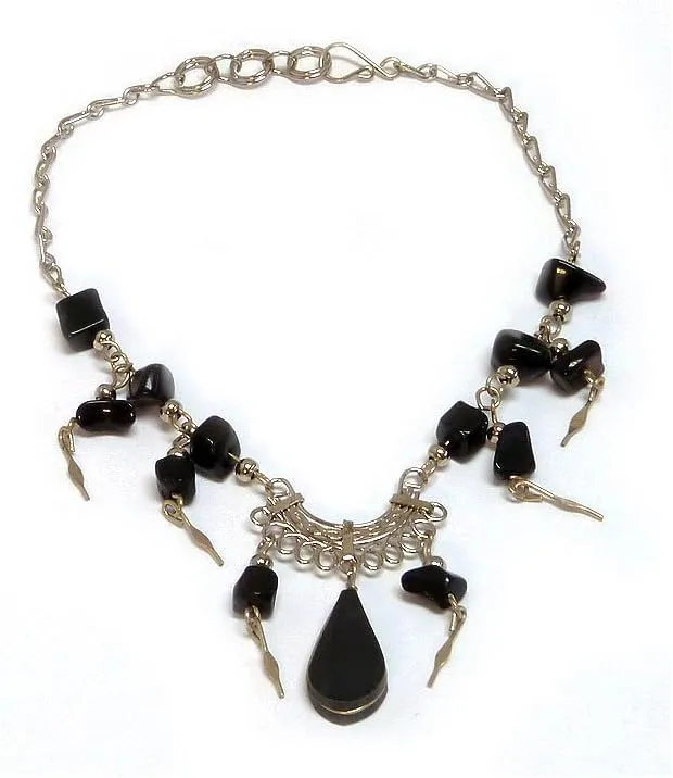 Mia Jewel Shop Teardrop Stone Cabochon Chip Stone Dangle Silver Metal Chain Anklet - Womens Fashion Handmade Jewelry Boho Accessories