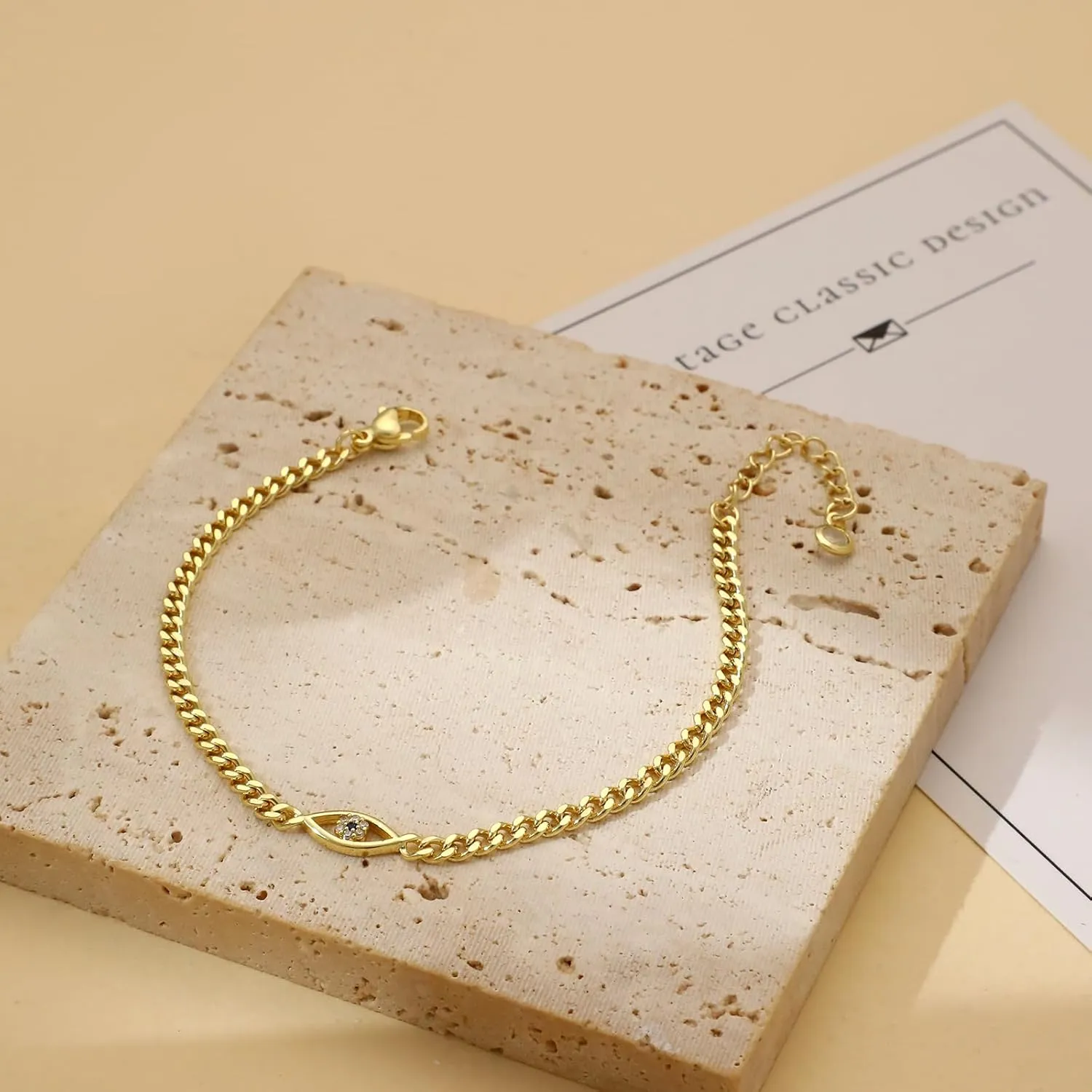 MIDEEO Gold/Sliver Bracelets for Women,14K Gold Plated Bracelets for Women Evil Eye Diamond Cuban Link Heart Pearl Bracelets Everyday Jewelry Gift