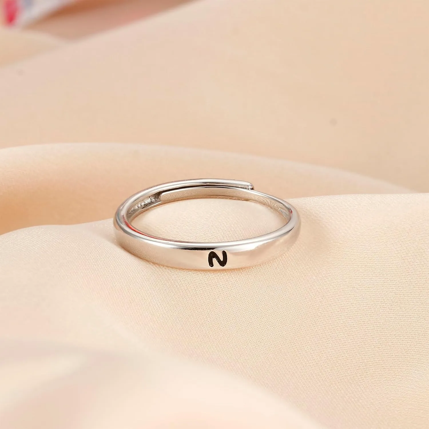 MILACOLATO 925 Sterling Silver Initial Rings for Women Teens Non Tarnish Dainty Stackable Letter Ring Simple A-Z Capital Alphabet Thumb Knuckle Rings Adjustable