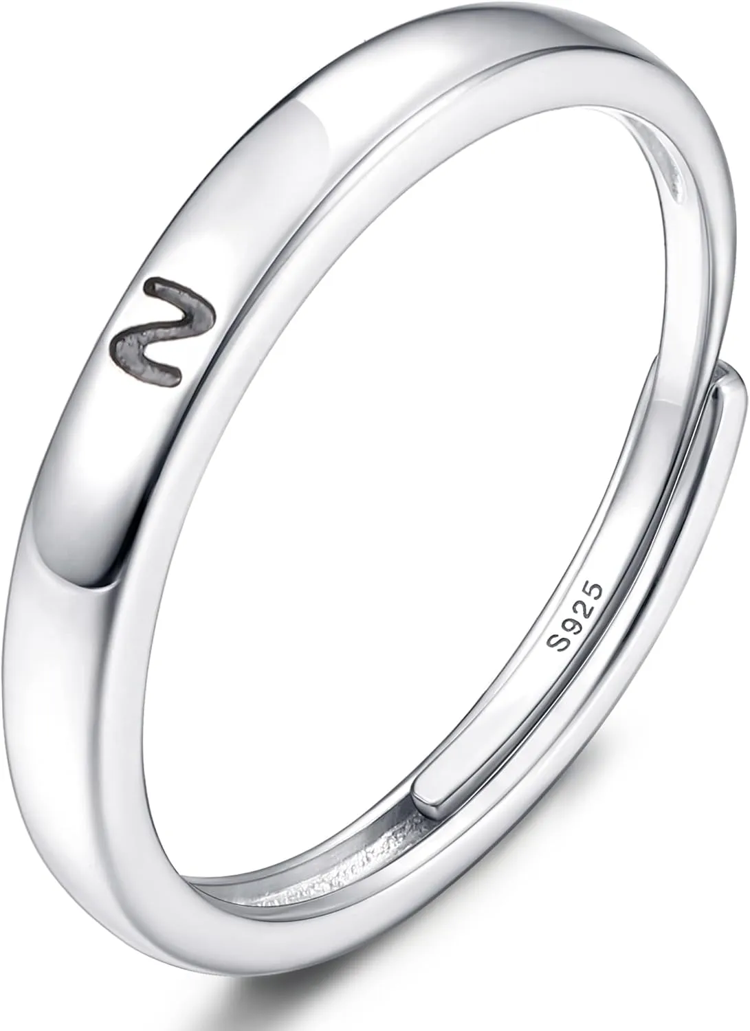 MILACOLATO 925 Sterling Silver Initial Rings for Women Teens Non Tarnish Dainty Stackable Letter Ring Simple A-Z Capital Alphabet Thumb Knuckle Rings Adjustable