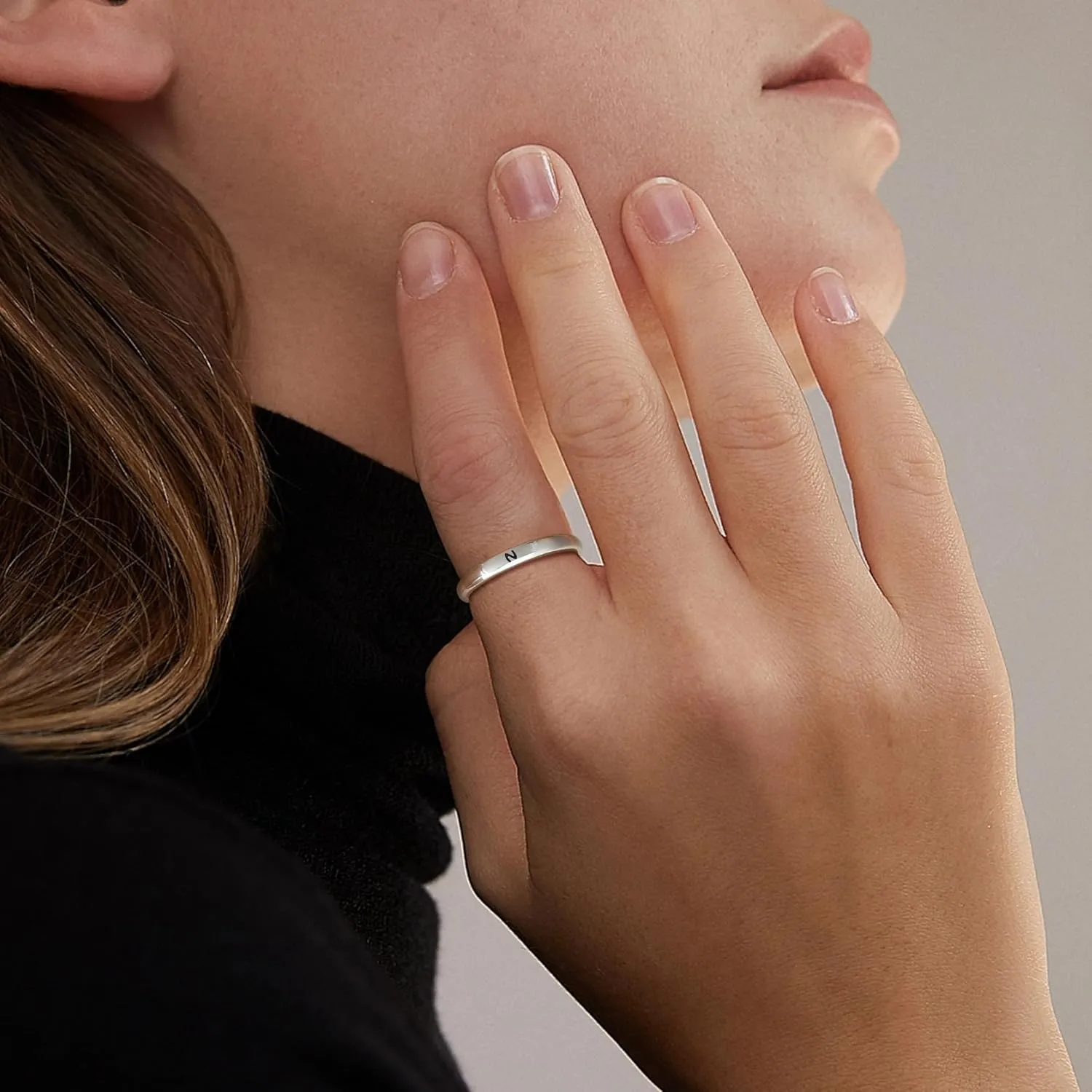 MILACOLATO 925 Sterling Silver Initial Rings for Women Teens Non Tarnish Dainty Stackable Letter Ring Simple A-Z Capital Alphabet Thumb Knuckle Rings Adjustable