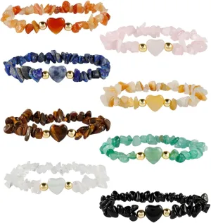 MILAKOO 7Chakra Chip Stone Bracelets for Women Natural Crystal Healing Reiki Yoga Beads Anxiety Cuff