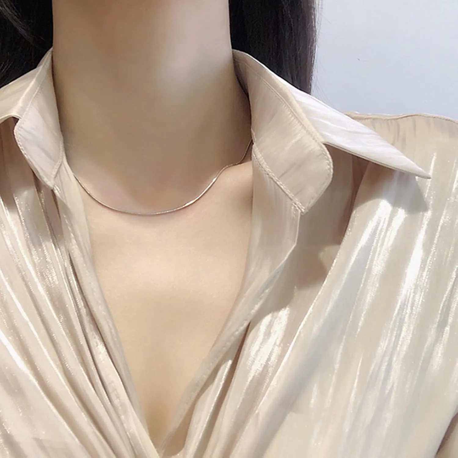 Minimalist Necklace Collar Chain Irregular Y2k Daily Versatile Fashion Jewelry for Women Silver