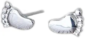 Minimalist Tiny Feet Stud Earring for Women Silver Small Cute Feet Earrings
