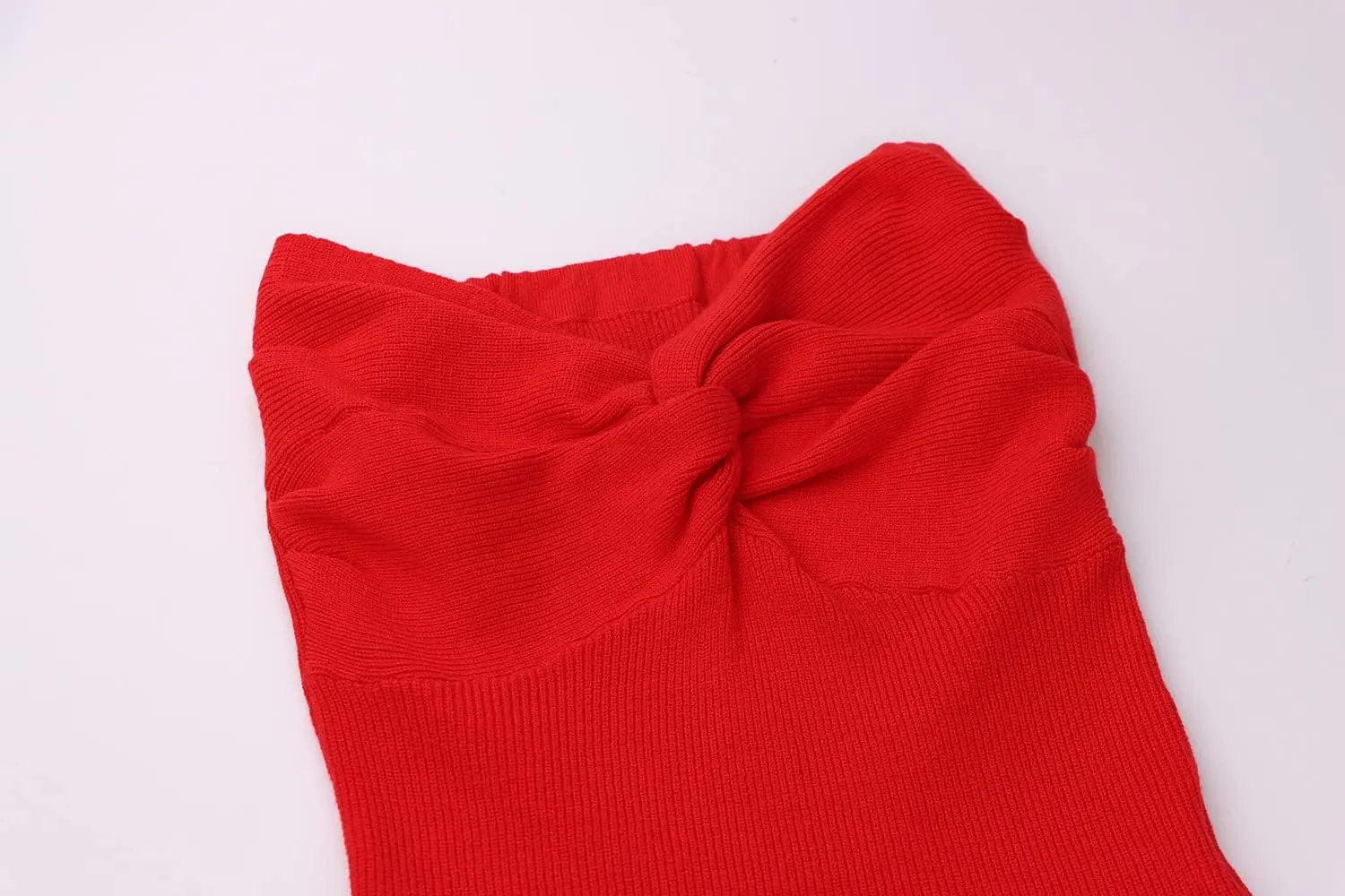 MISSACTIVER Women Twist Knot Front Knit Tube Tank Top Sleeveless Off Shoulder Strapless Crosscriss Backless Crop Camisole
