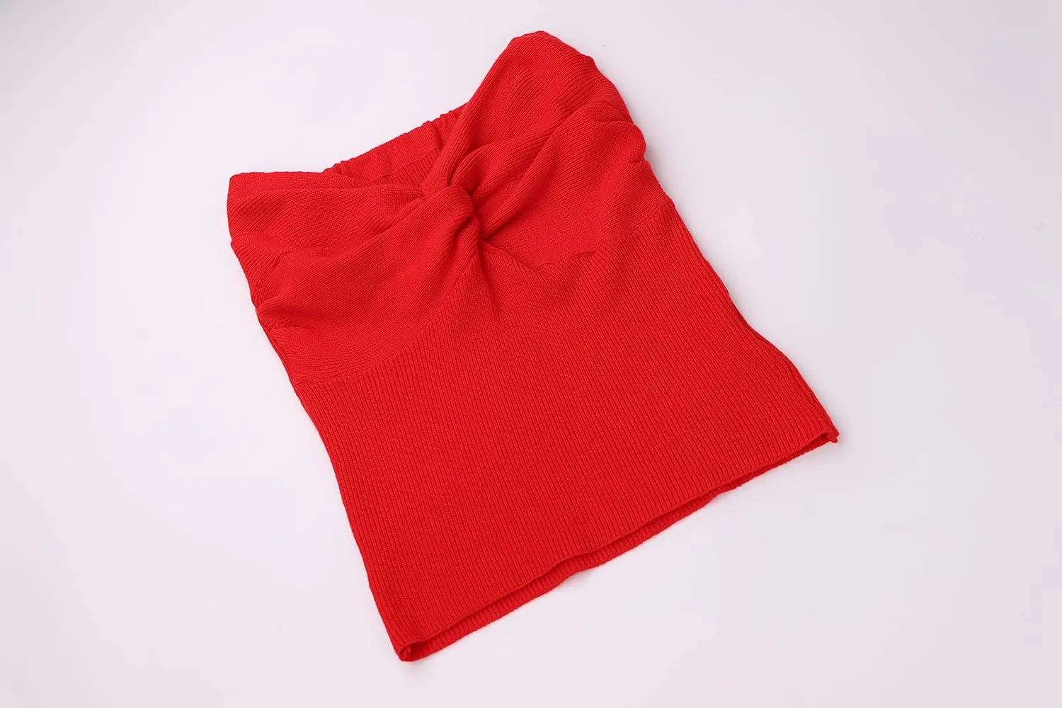 MISSACTIVER Women Twist Knot Front Knit Tube Tank Top Sleeveless Off Shoulder Strapless Crosscriss Backless Crop Camisole