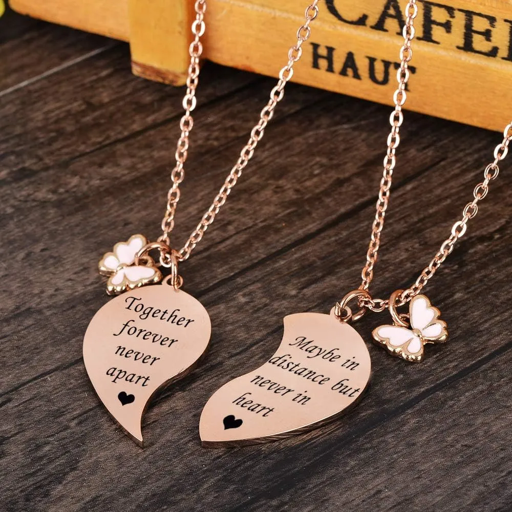 MJartoria BFF Necklace for 2-Valentines Heart Matching Necklace Best Friends Pendant Friendship Necklace Set of 2 Birthday Gifts