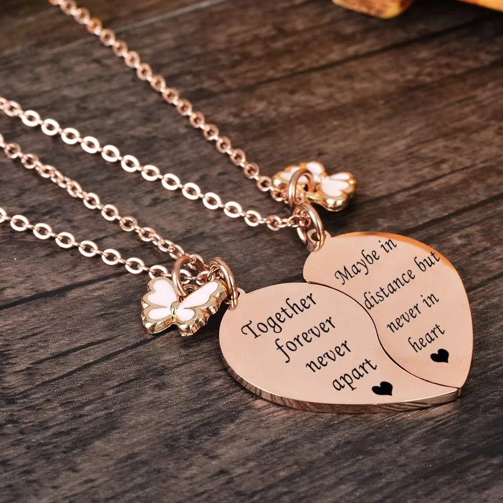 MJartoria BFF Necklace for 2-Valentines Heart Matching Necklace Best Friends Pendant Friendship Necklace Set of 2 Birthday Gifts