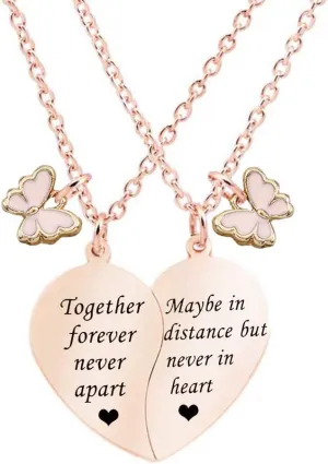 MJartoria BFF Necklace for 2-Valentines Heart Matching Necklace Best Friends Pendant Friendship Necklace Set of 2 Birthday Gifts