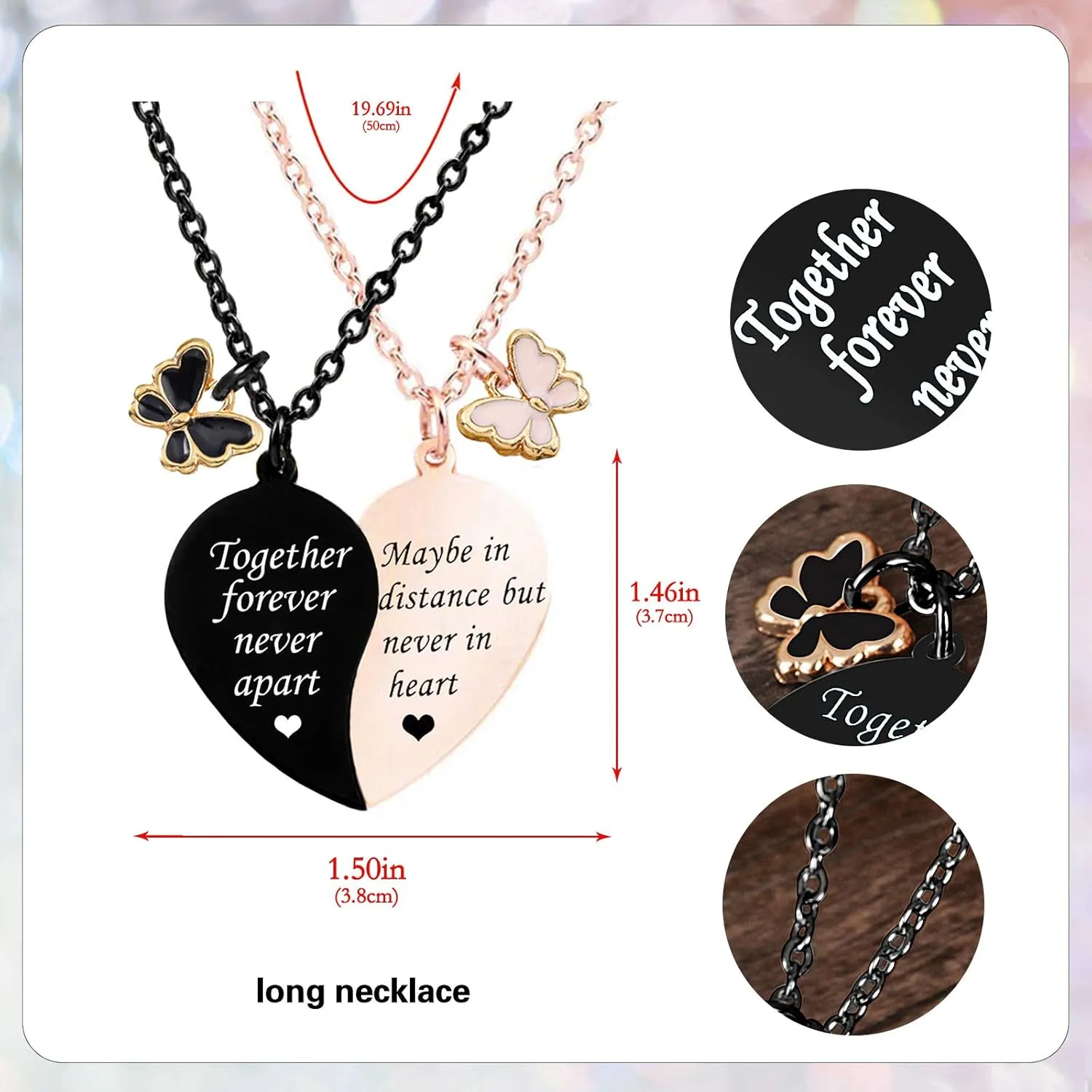 MJartoria BFF Necklace for 2-Valentines Heart Matching Necklace Best Friends Pendant Friendship Necklace Set of 2 Gifts for Women