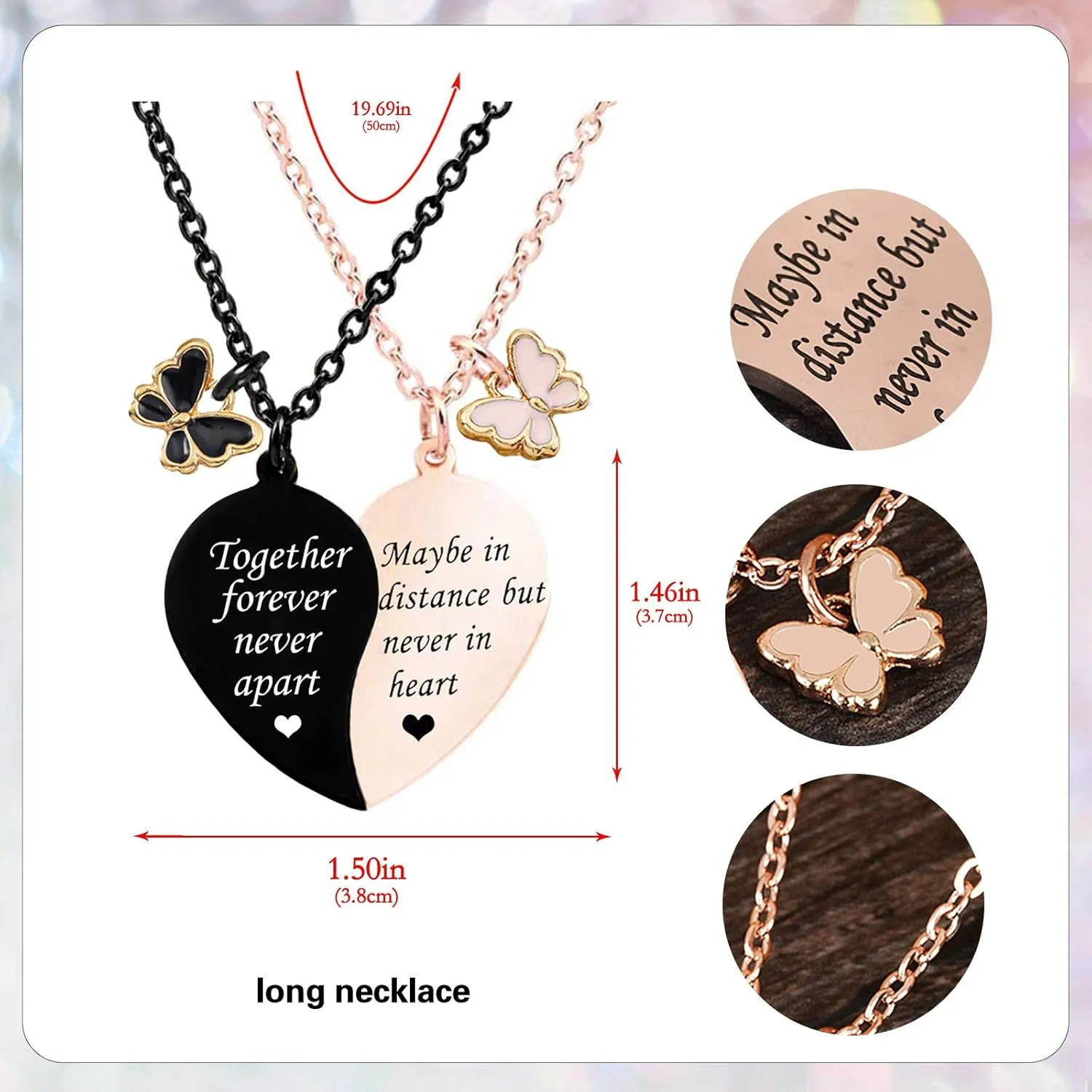 MJartoria BFF Necklace for 2-Valentines Heart Matching Necklace Best Friends Pendant Friendship Necklace Set of 2 Gifts for Women