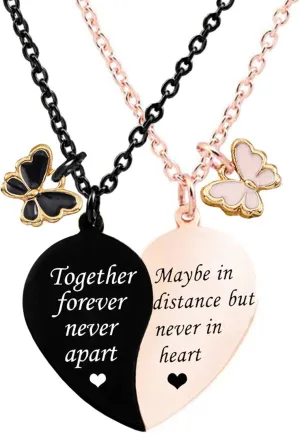 MJartoria BFF Necklace for 2-Valentines Heart Matching Necklace Best Friends Pendant Friendship Necklace Set of 2 Gifts for Women