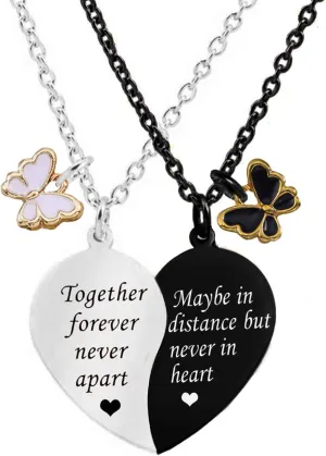 MJartoria BFF Necklace for 2-Valentines Heart Matching Necklace Best Friends Pendant Friendship Necklace Set of 2 Gifts for Women