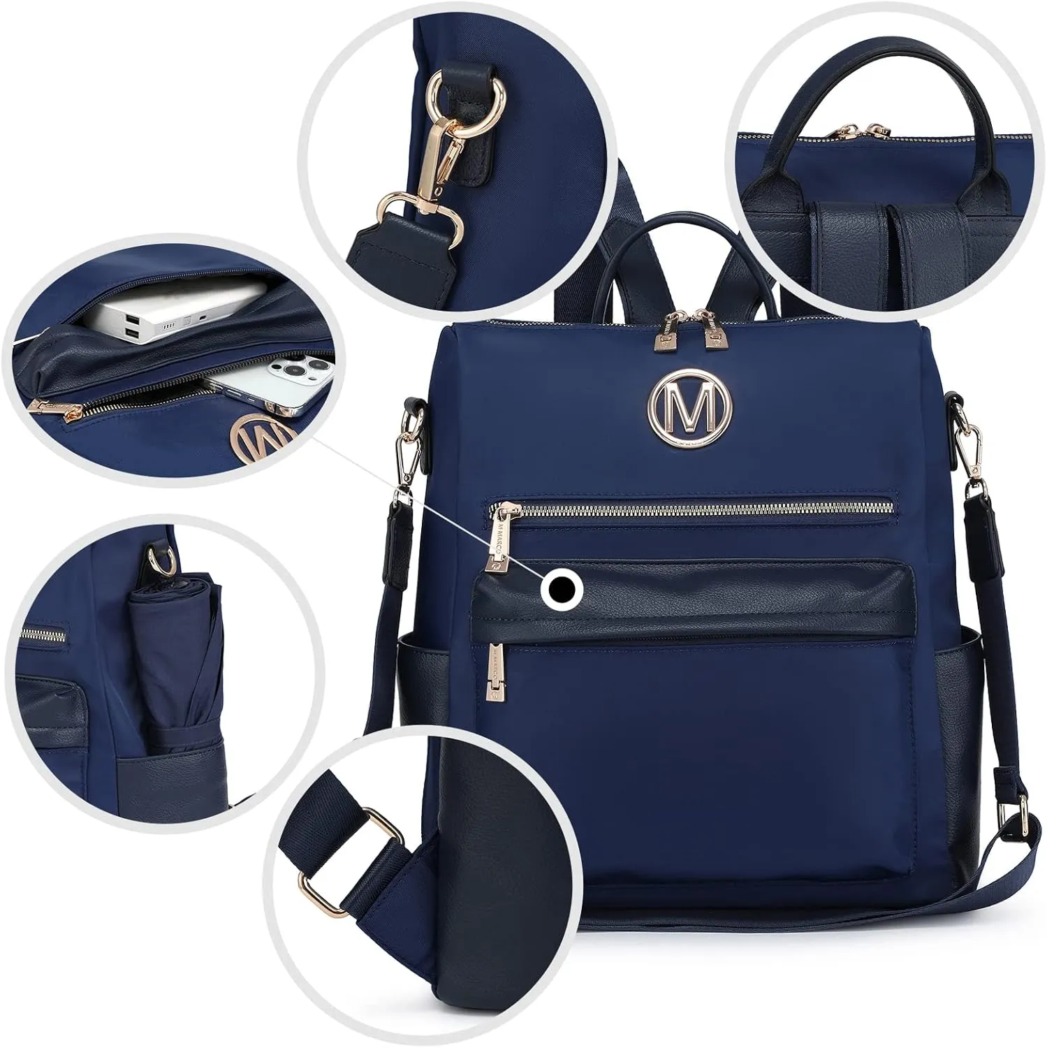 MKP COLLECTION Women Nylon Backpack Purse Convertible Large Ladies Designer Rucksack Travel Shoulder Bags Handbag 2PCS