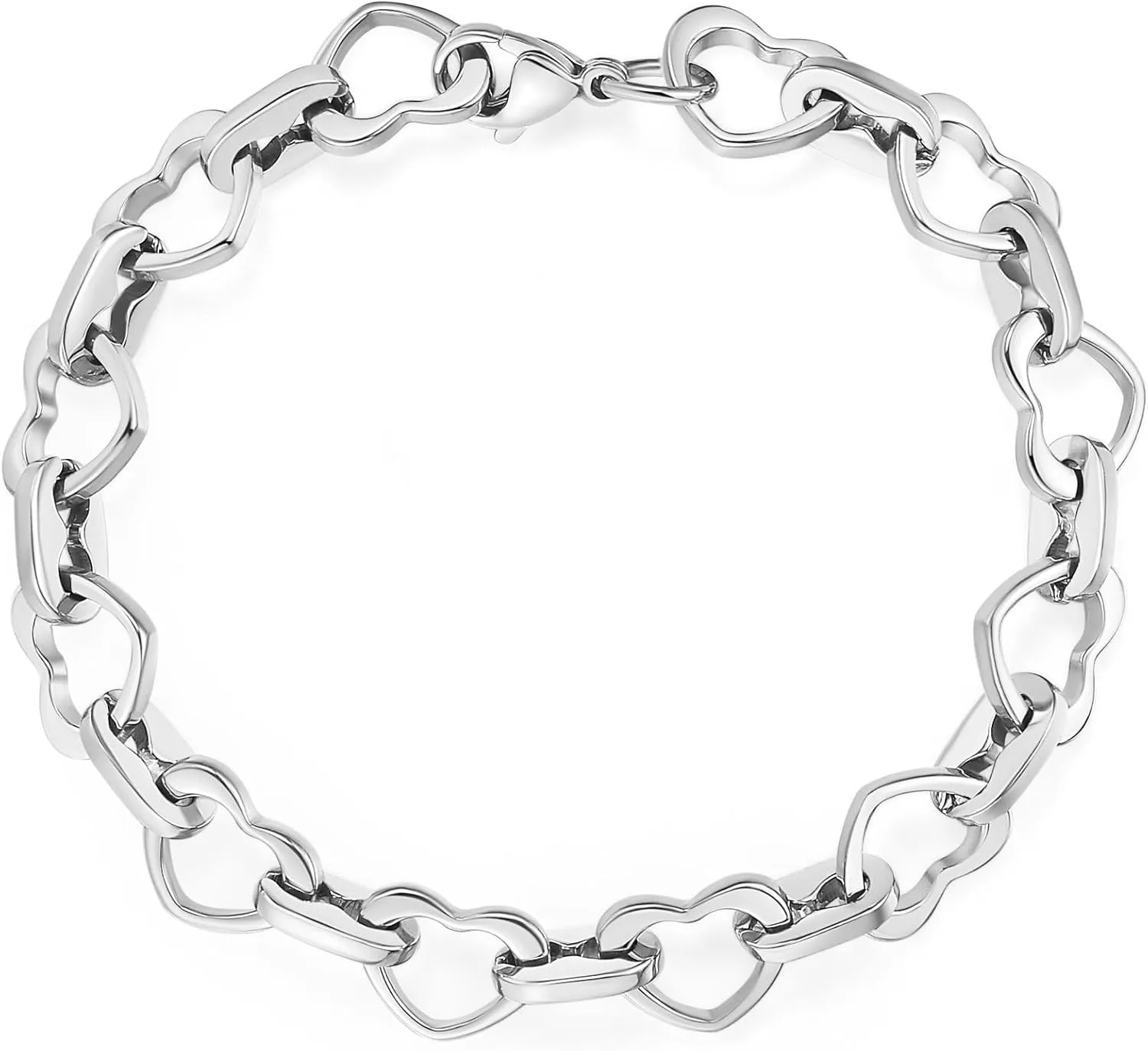 mnmoom Heart Bracelets for Women Stainless Steel with Rose gold, gold plating Heart links bracelets