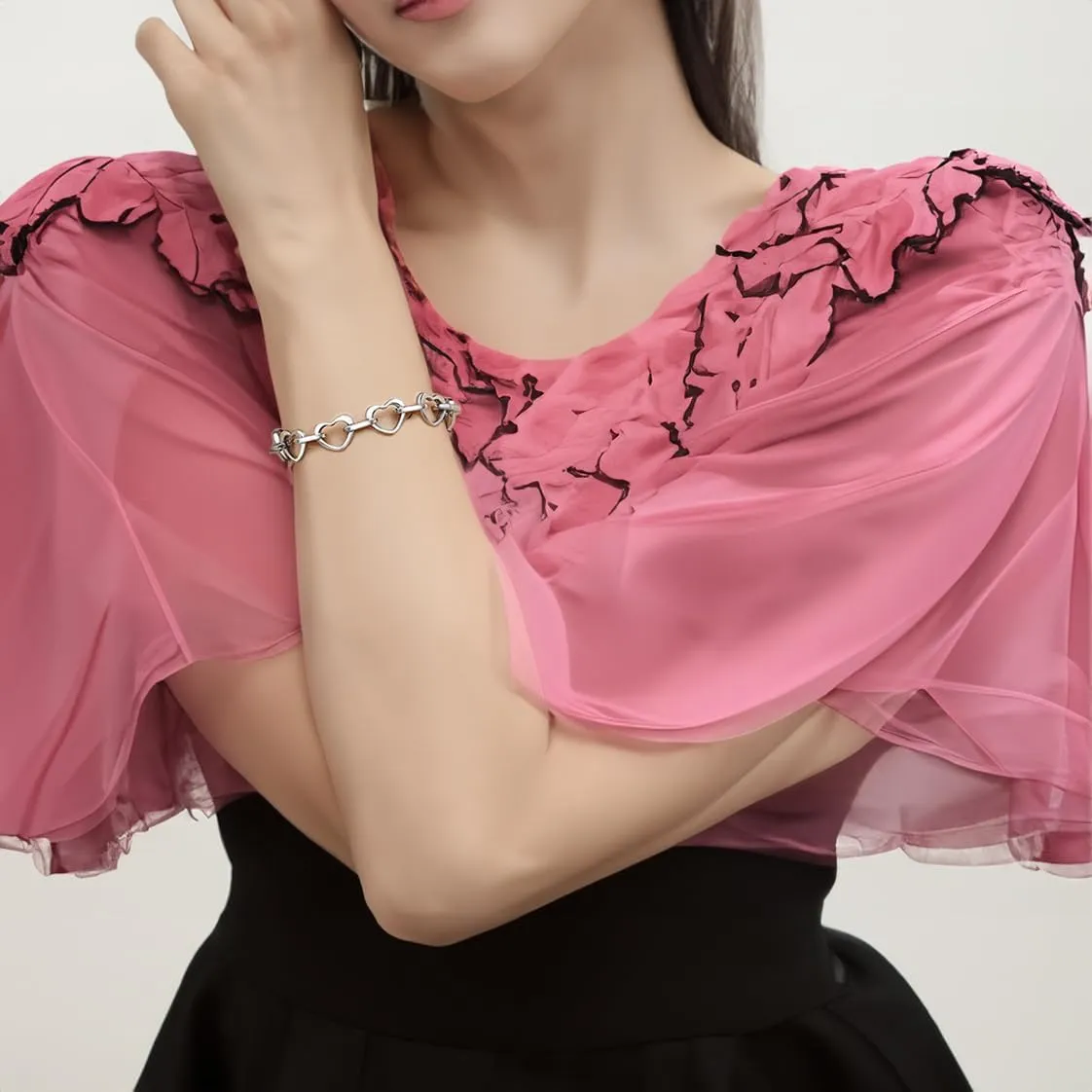 mnmoom Heart Bracelets for Women Stainless Steel with Rose gold, gold plating Heart links bracelets