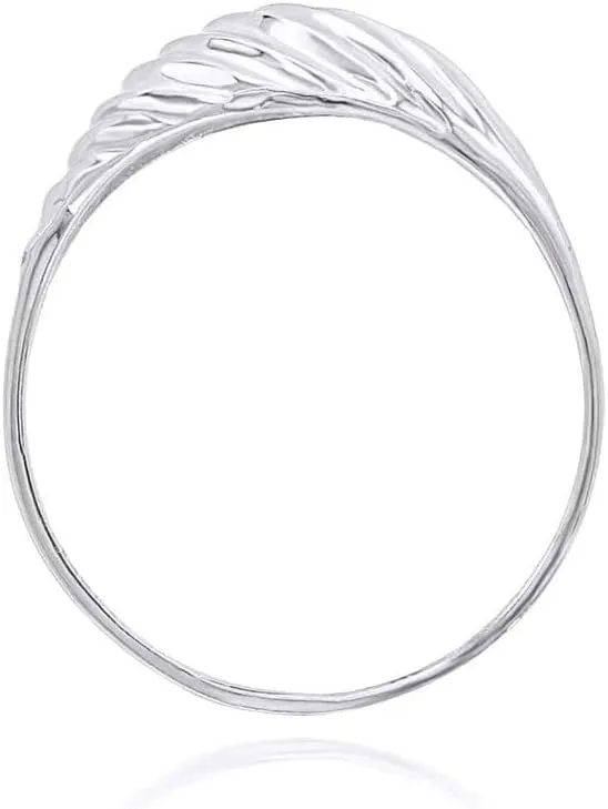 Modern Contemporary Ring Dainty .925 Sterling Silver Elegant Croissant Dome Band Style Statement Ring