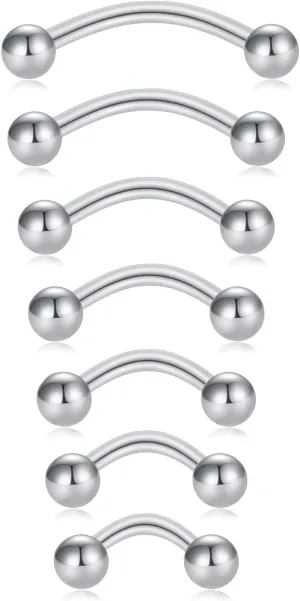 MODRSA Rook Piercing Jewelry Rook Earrings for Women Eyebrow Rings Surgical Steel Vertical Labret Jewelry 16g 14g Curved Barbell Snug Daith Surface Tragus Piercing Jewelry Silver Gold