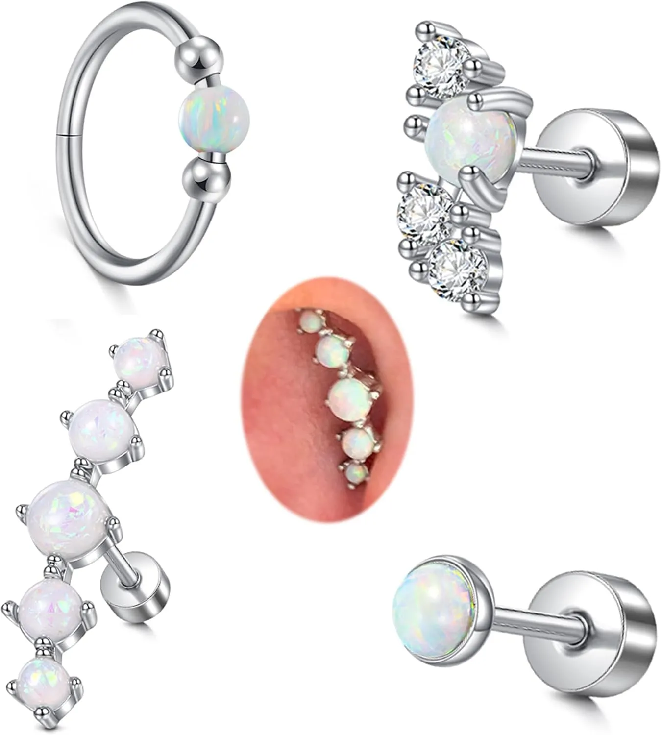 MODRSA Tragus & Helix Piercing Earrings - Flat Back, Forward Helix, Cartilage & Tragus Jewelry