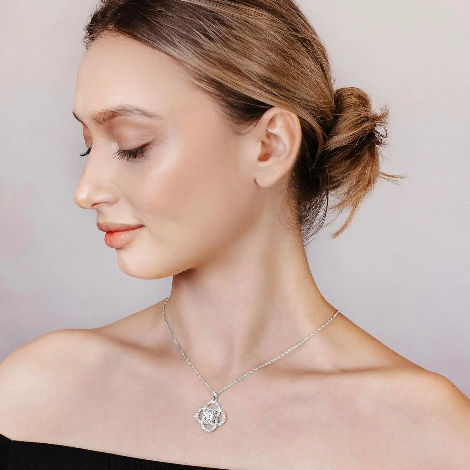 Moissanite Necklace for Women, Infinity Talisman, 1-3 Carat Infinity Pendant Sterling Silver Necklace, Anniversary Eternity Jewelry Gifts for Her & Birthday Gift for Wife, Women, Girlfriend, Mom