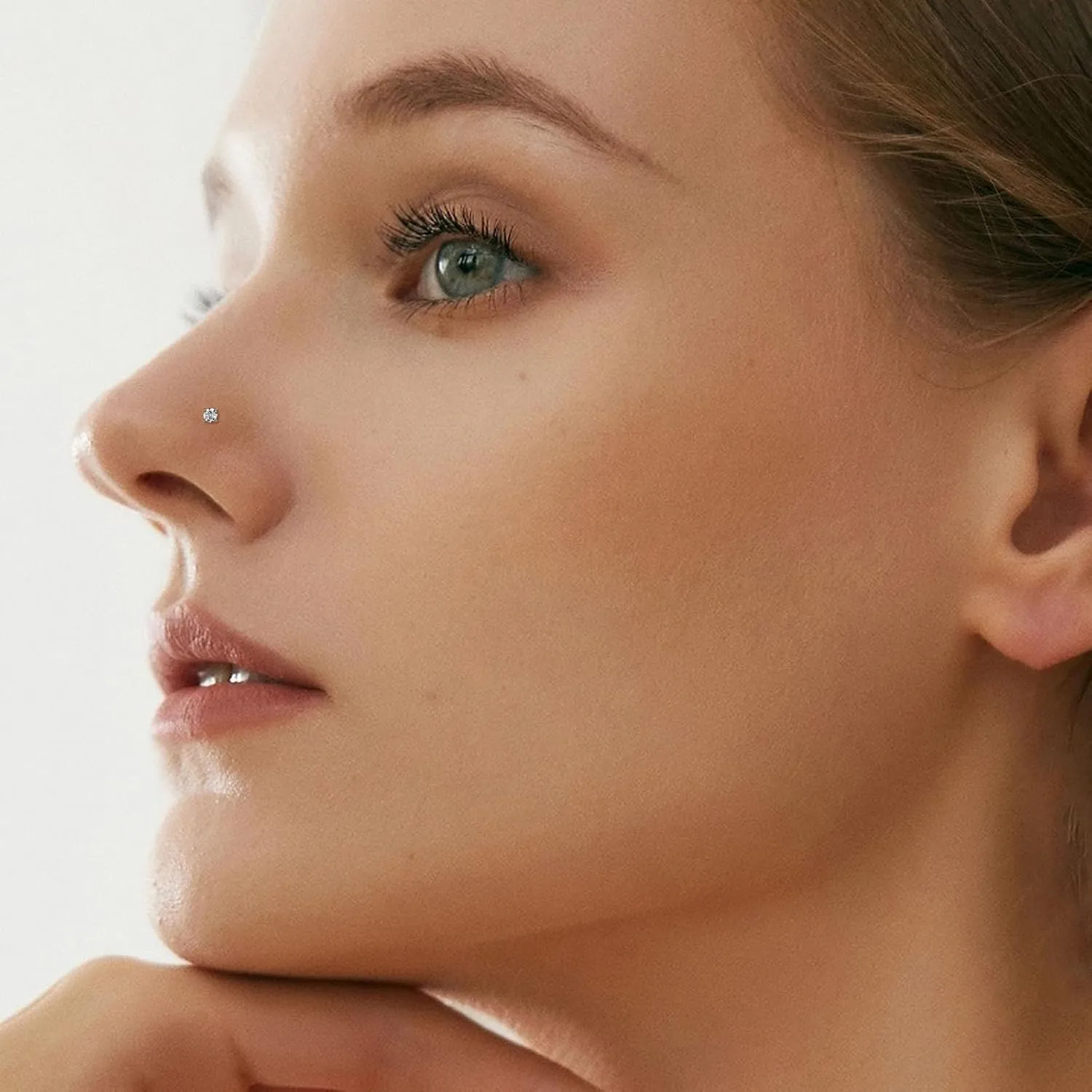 Moissanite Nose Stud for Women - 925 Sterling Silver Moissanite Nose Ring Piercing Real Moissanite Diamond Hypoallergenic Jewelry Nose Stud Gift for Women and Men