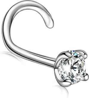 Moissanite Nose Stud for Women - 925 Sterling Silver Moissanite Nose Ring Piercing Real Moissanite Diamond Hypoallergenic Jewelry Nose Stud Gift for Women and Men