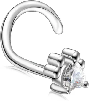 Moissanite Nose Stud for Women - 925 Sterling Silver Moissanite Paw Print Nose Ring Piercing Real Heart Moissan Hypoallergenic Jewelry Nose Stud Gift