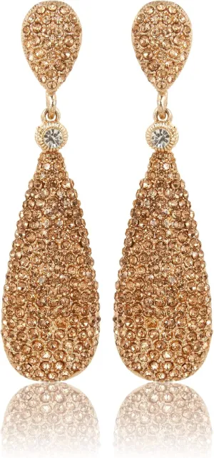 Moonstruck Costume Jewelry Women's Rose Gold Dangle Drop Studded Party Earrings