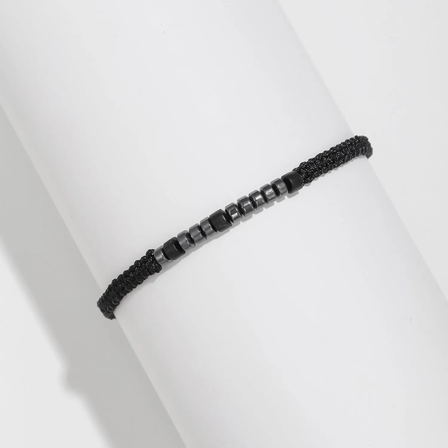 Morse Code Bracelets for Women Men Funny Inspirational Valentine's Day Gifts for Her,Best Friends,Motivational Bracelets, Inspirational Jewelry, Adjustable Black Silk Beaded Stretch Bracelets