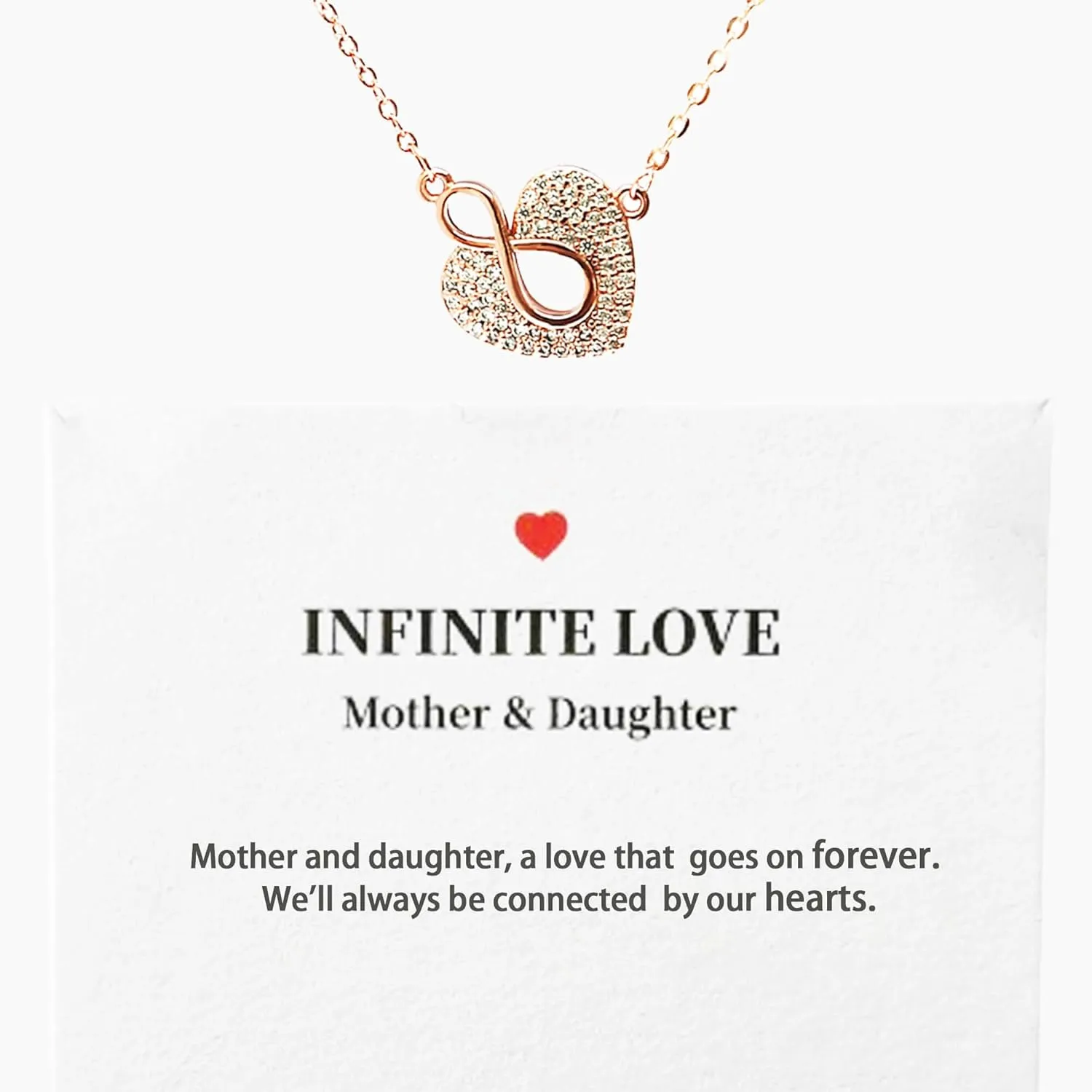 Mother Daughter Necklace, Birthday Christmas Mom Gifts from Daughter - Infinity Heart Mother Daughter Rose Gold Necklace - Christmas Women Gifts Stocking Stuffers for Mom Daughter