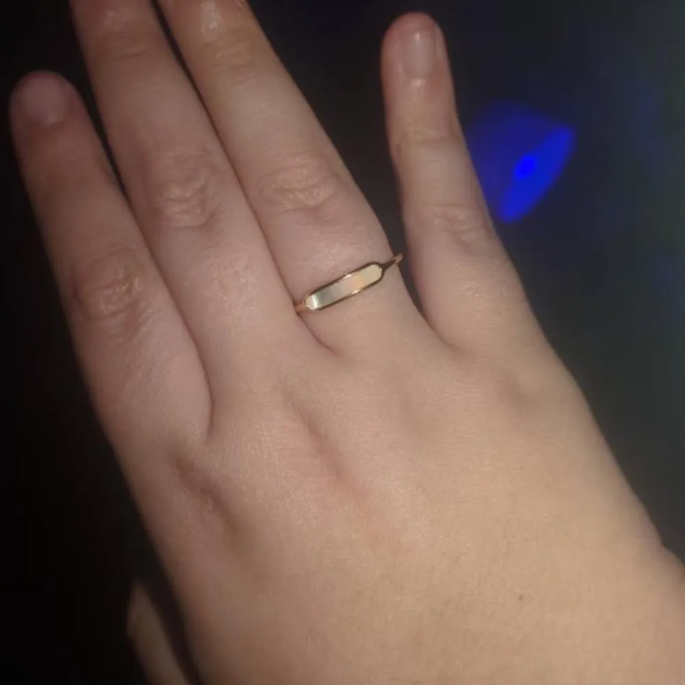 Mother of Pearl Ring - Gold Plated Dainty Minimalist Shell Pearl Ring for Women