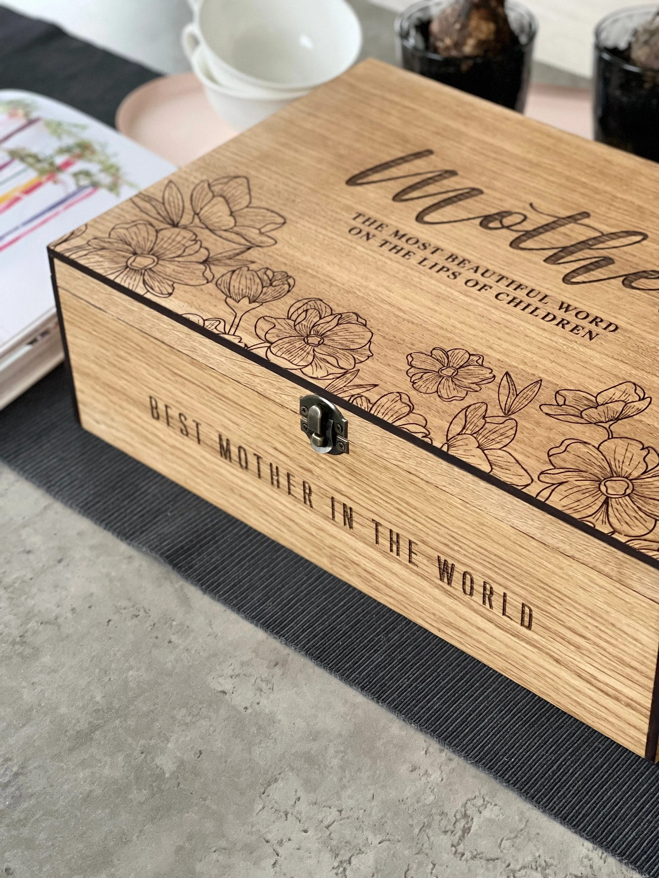 Mothers day gift from Daughter, Son, Husband personalized for Step Mom in law, Grandma - Memory, Wooden, Keepsake Custom Gift Box for Her