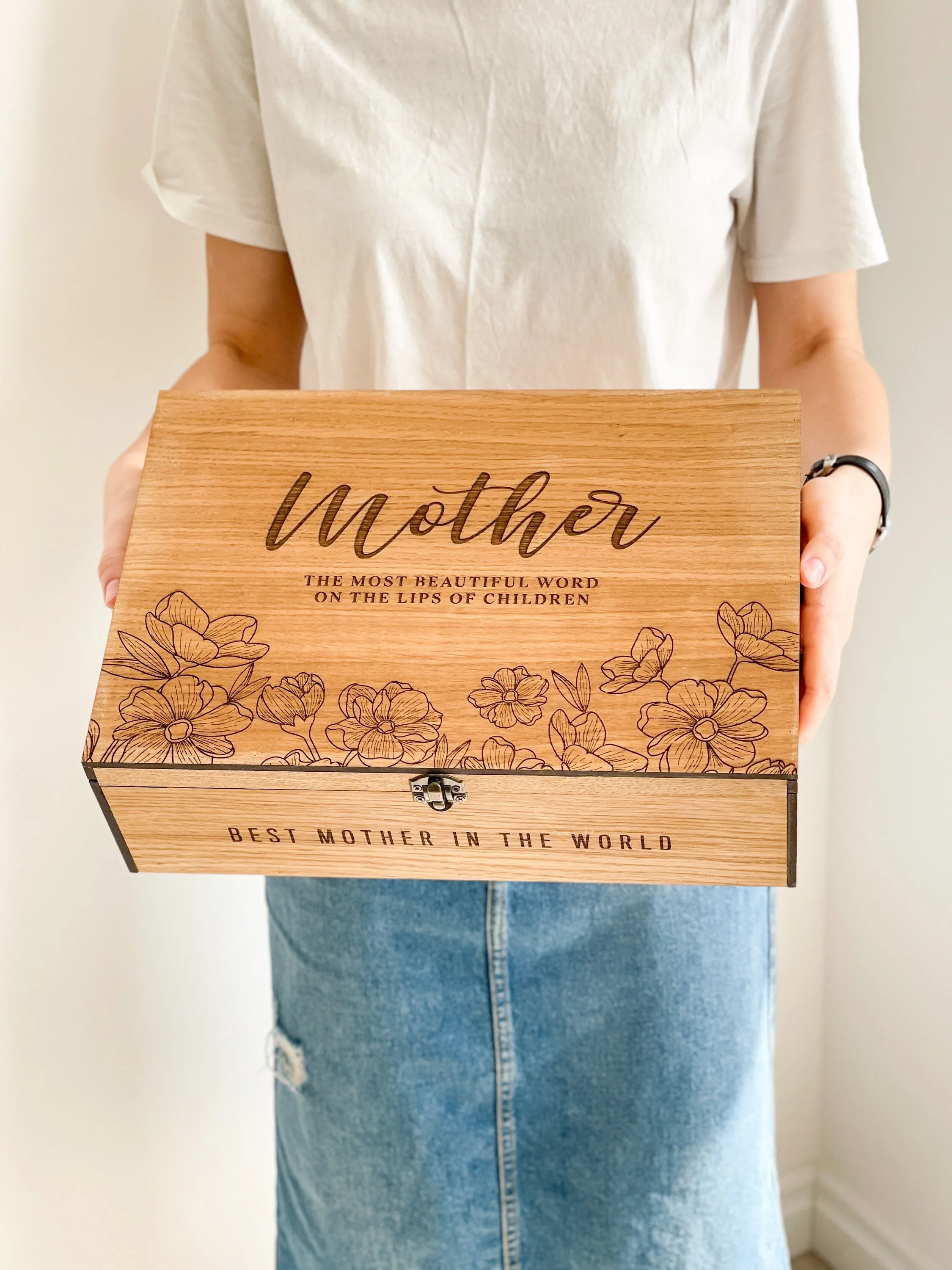 Mothers day gift from Daughter, Son, Husband personalized for Step Mom in law, Grandma - Memory, Wooden, Keepsake Custom Gift Box for Her