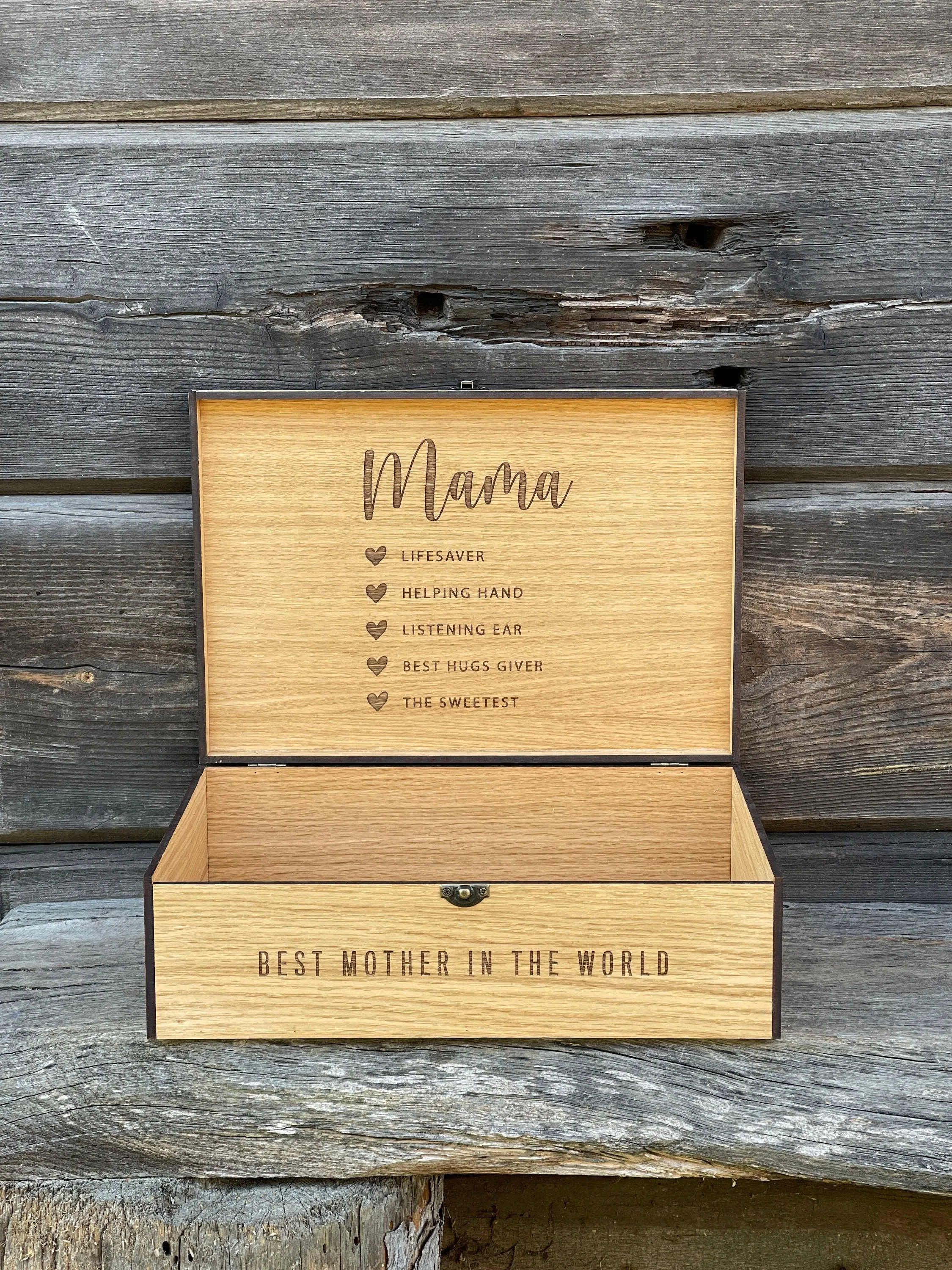 Mothers day gift from Daughter, Son, Husband personalized for Step Mom in law, Grandma - Memory, Wooden, Keepsake Custom Gift Box for Her