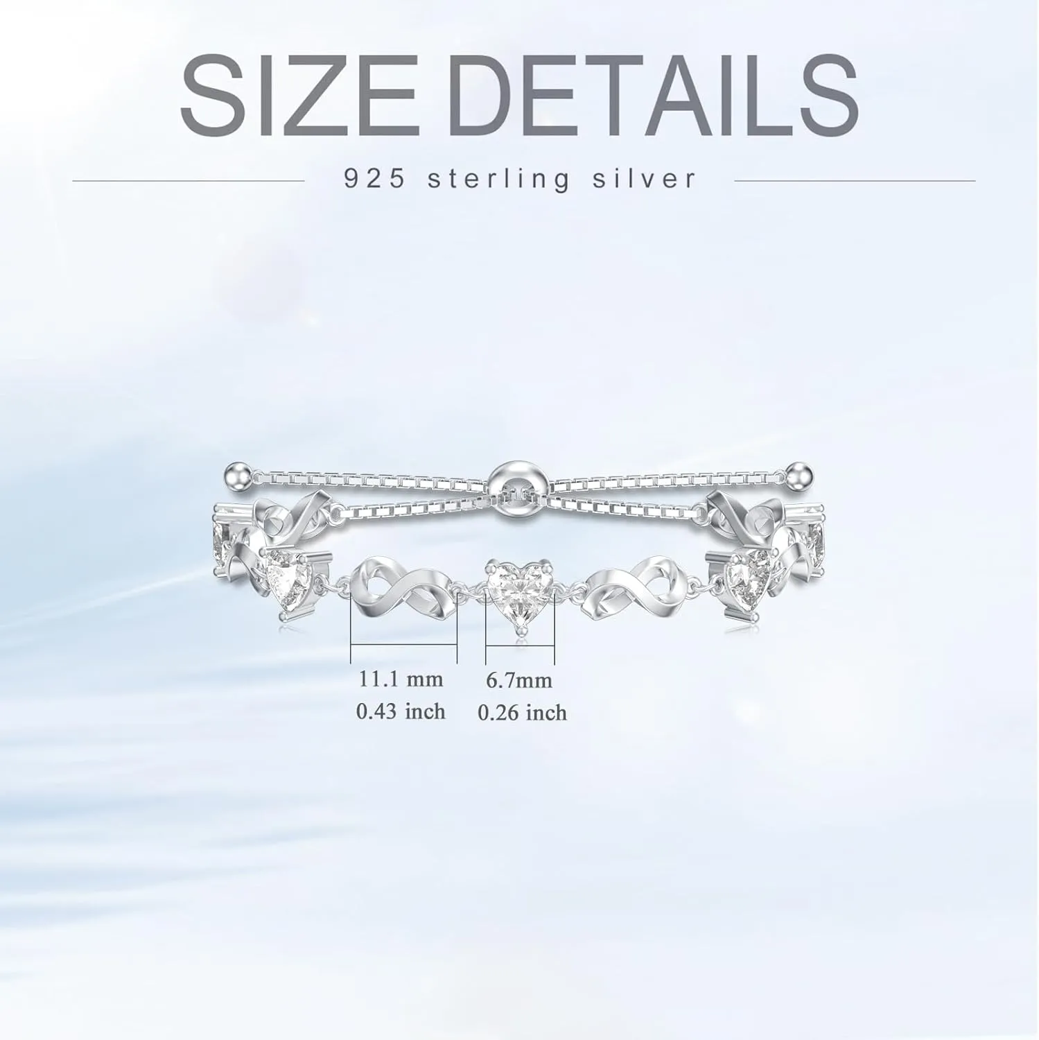 Mother's Day Infinity Love Heart Birthstone Bracelet 925 Sterling Silver Birthday 12 Gemstones Adjustable Bracelets Jewelry for Mother Wife