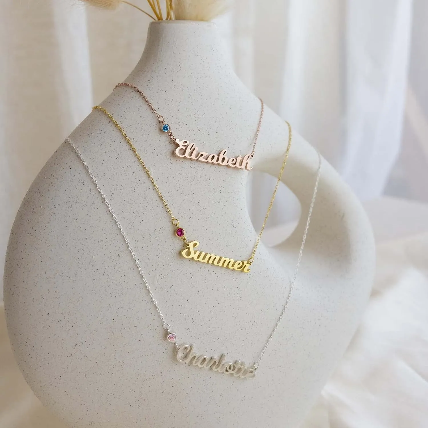 MOTICIUS Custom Name Necklace Personalized Necklaces for Women Custom Multi Name Necklaces for Women Personalized Family Names Necklace Customized Jewelry Gifts for Mom