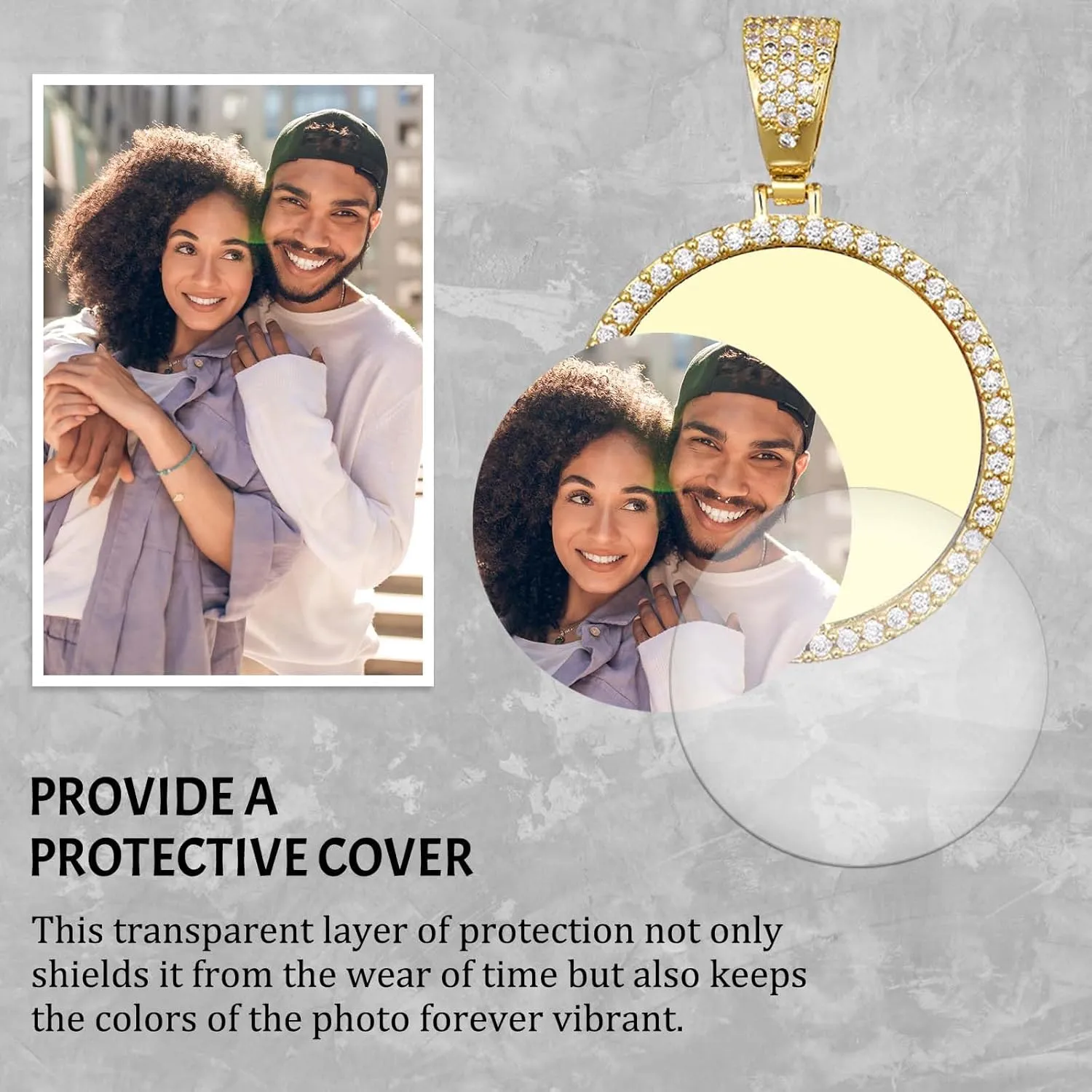 MOTICIUS Personalized Photo Necklace with Picture Custom Name Necklaces for Men Personalized Engraved Picture Necklace Custom Circle Chain Memorial Necklaces Hip Hop Jewelry Gift