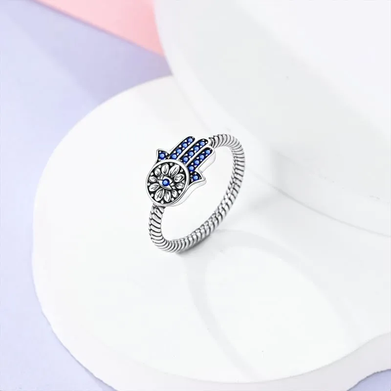 MULA S925 Sterling Silver Rings for Women Moon Star Rings Cubic Zirconia Band Ring Stackable Vintage Rings Statement Women Rings
