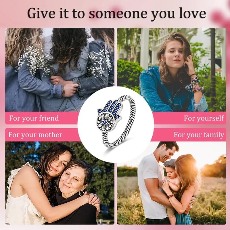 MULA S925 Sterling Silver Rings for Women Moon Star Rings Cubic Zirconia Band Ring Stackable Vintage Rings Statement Women Rings