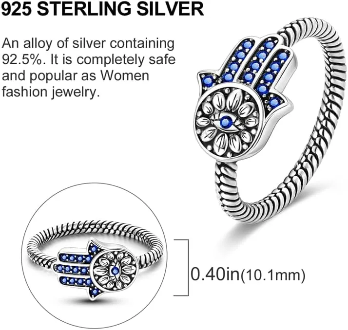 MULA S925 Sterling Silver Rings for Women Moon Star Rings Cubic Zirconia Band Ring Stackable Vintage Rings Statement Women Rings