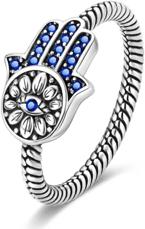 MULA S925 Sterling Silver Rings for Women Moon Star Rings Cubic Zirconia Band Ring Stackable Vintage Rings Statement Women Rings